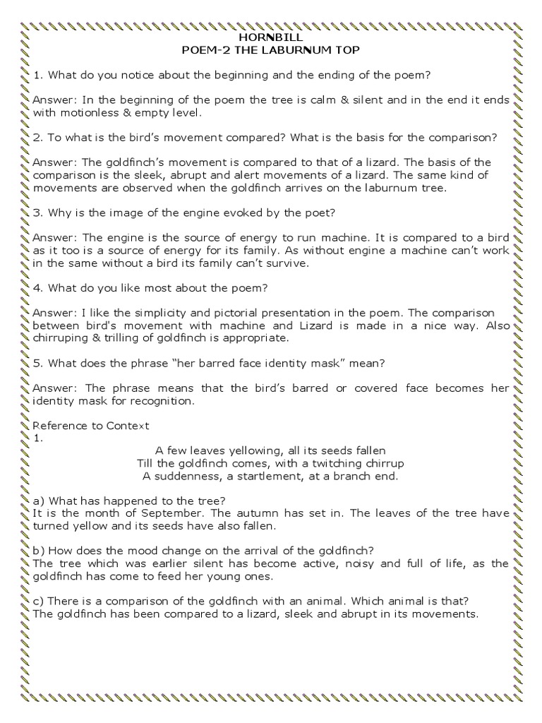 The Laburnum Top Poem Nature