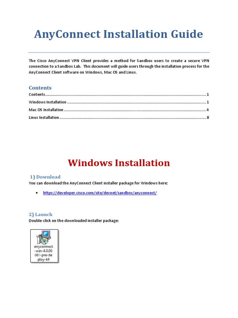 AnyConnect Client Installation Guide | PDF | Installation (Computer ...