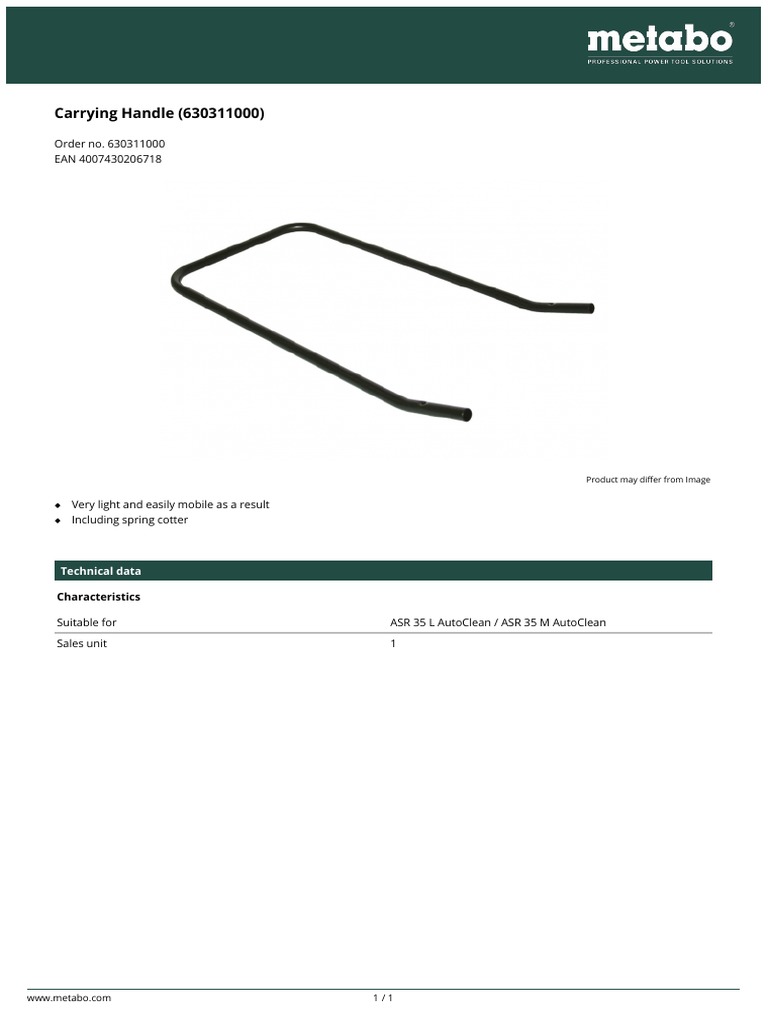 Lightweight Carrying Handle 630311000 | PDF
