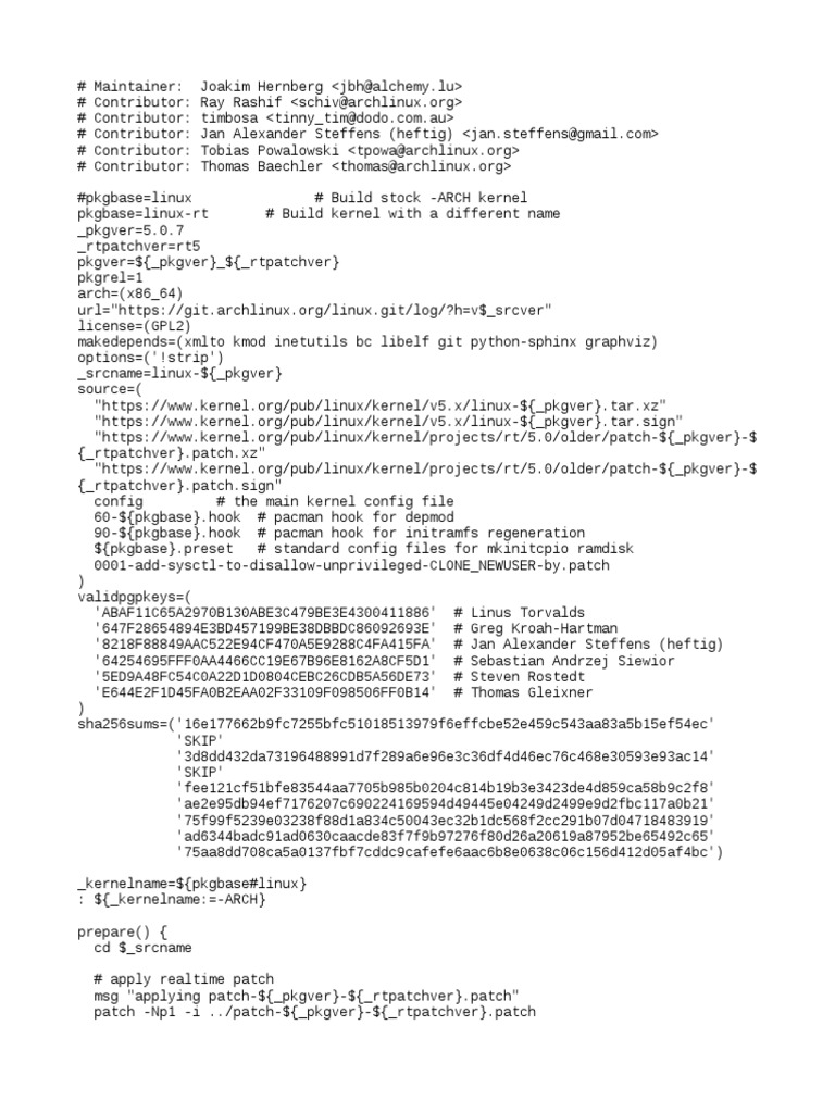 Linux Kernel PKGBUILD Instructions | PDF | Unix Variants | System Software