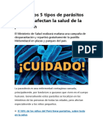 Conoce Los 5 Tipos de Parásitos Que Más Afectan La Salud de La Población