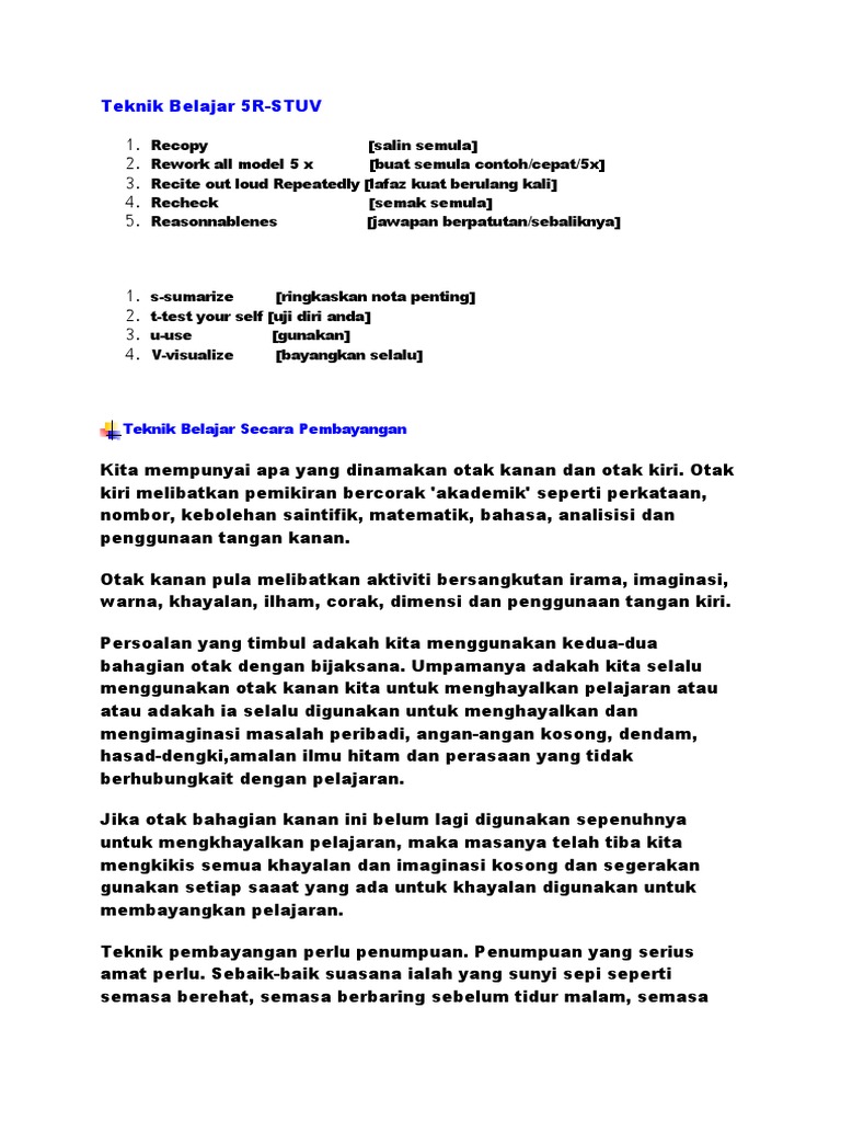 Teknik Belajar 5R | PDF