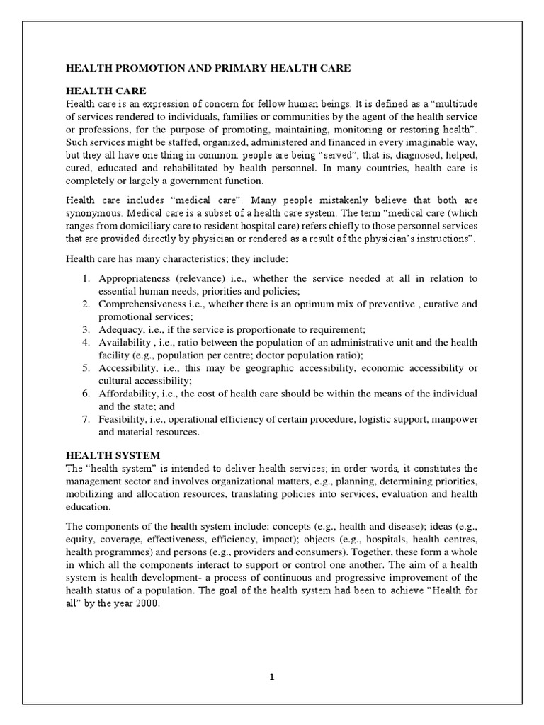 Health Promotion And Primary Health Care Pdf Pdf Preventive