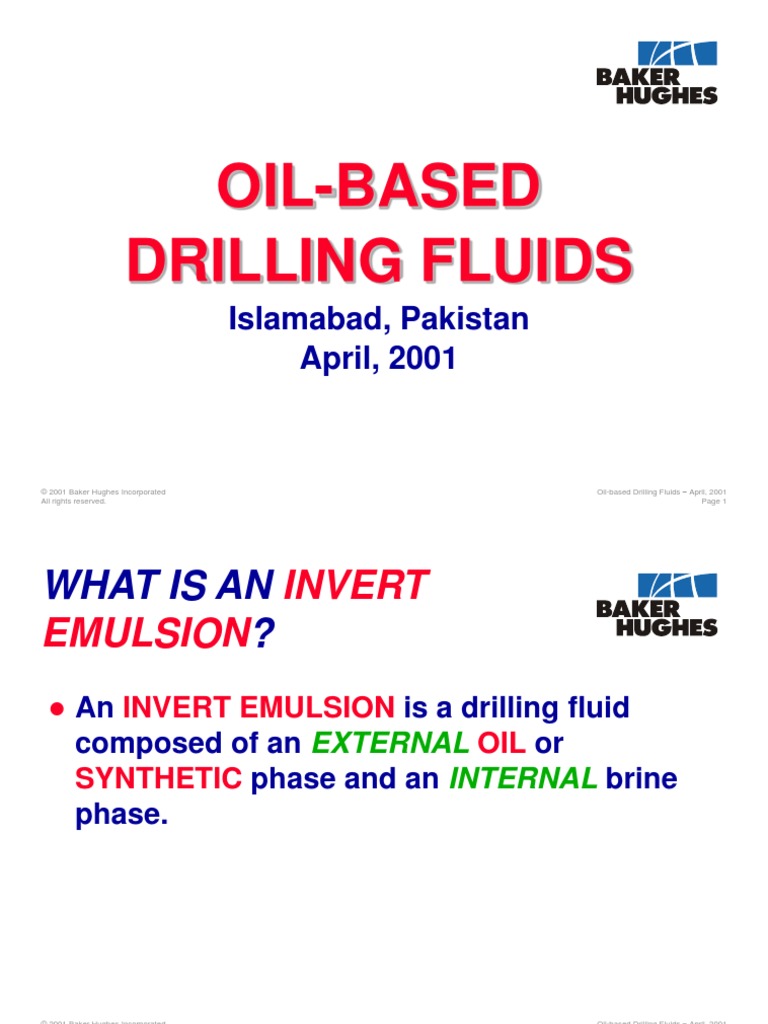 Pakistan OilBased Fluids Presentation PDF Emulsion Surfactant