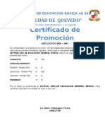 Certificado de Promocion 2019