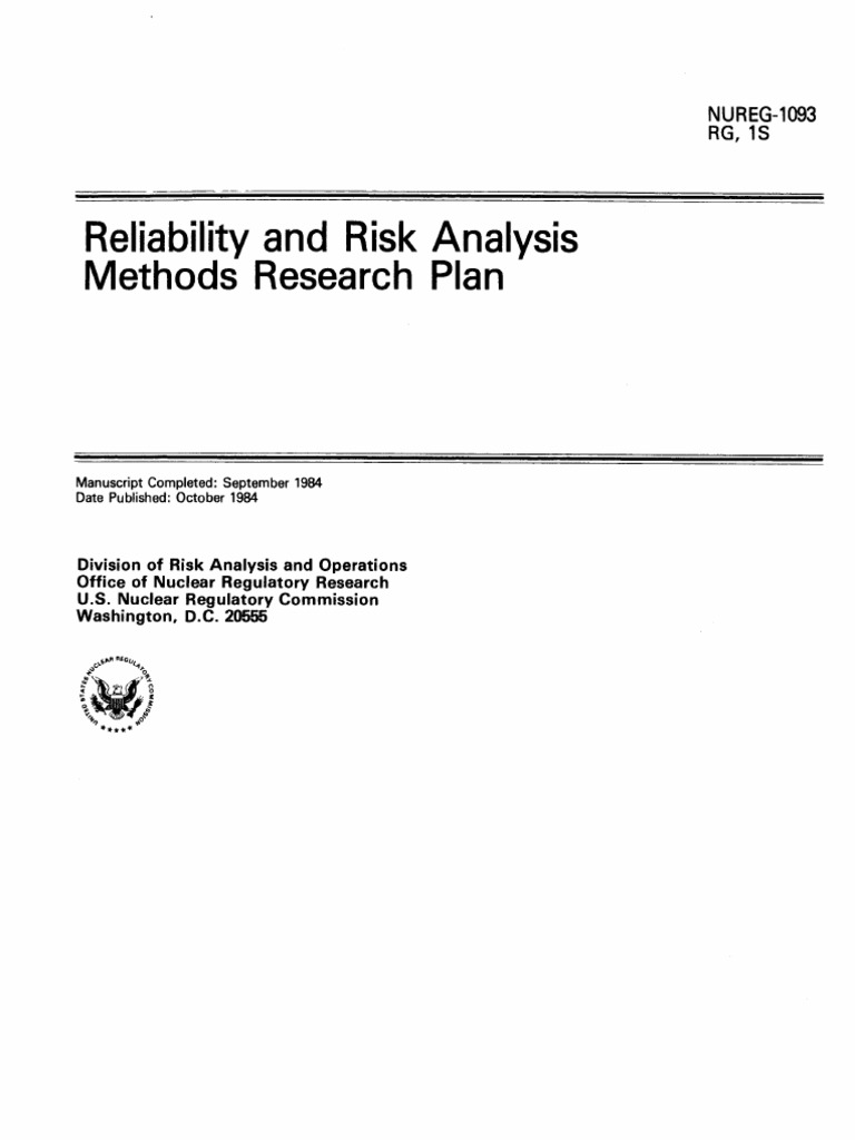 NRC Reliability and Risk Analysis Plan | PDF | Reliability Engineering ...