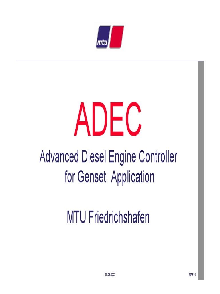 ADEC Advanced Diesel Engine Controller For Genset Application 2007 MTU ...