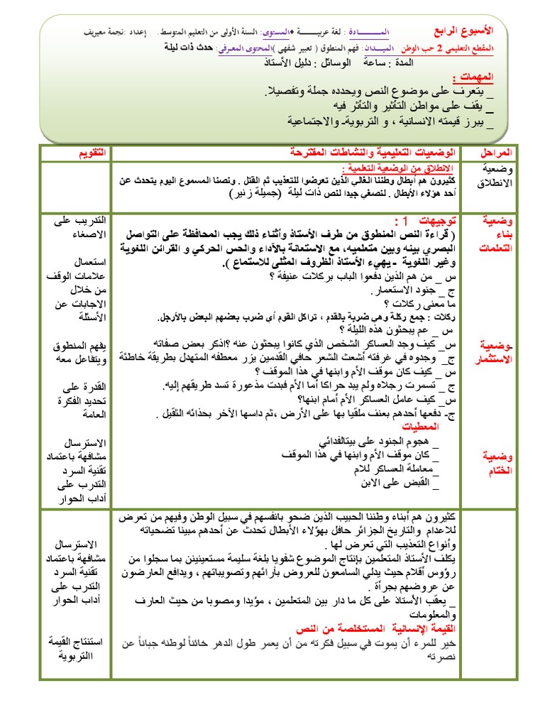 مذكرات اللغة العربية السنة الأولى متوسط الجيل الثاني 62