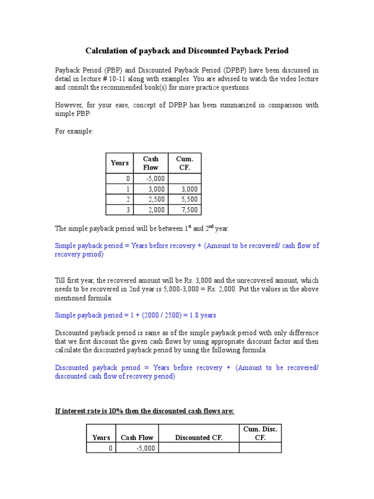 Discounted Payback Period Explained | PDF | Discounting | Corporations