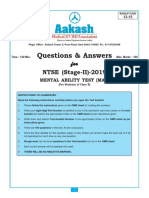 Questions & Answers: For For For For For NTSE (Stage-II) - 2019