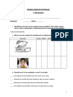 Evaluación Unidad Los Sentidos PDF