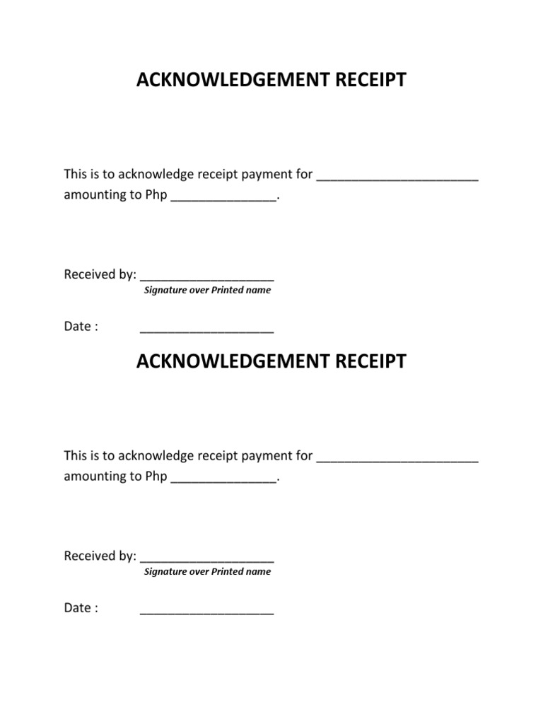 Acknowledgement Receipt Template | PDF | Finance & Money Management