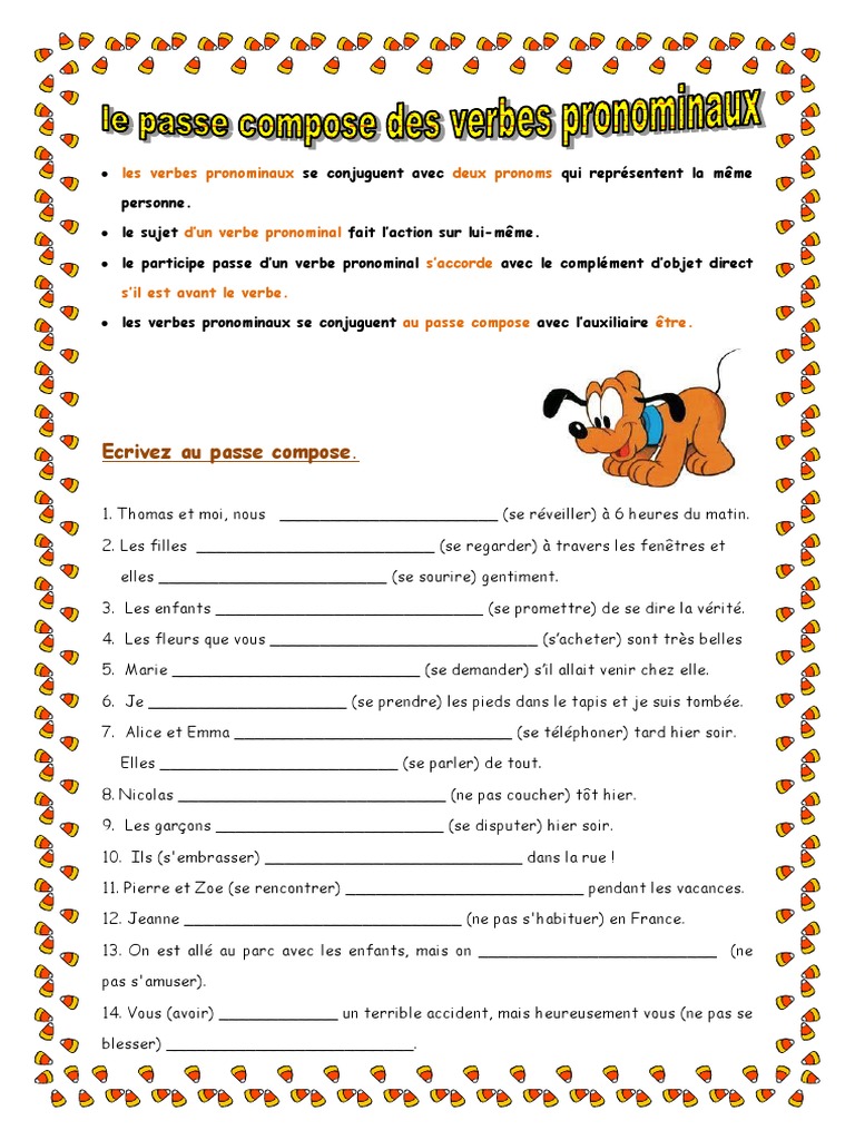 Pluriel Des Noms Composés Exercices Corrigés Pdf Cm2 Le Passe Compose Des Verbes Pronominaux Exercice Grammatical 23644 | PDF |  Verbe | Sujet (Grammaire)