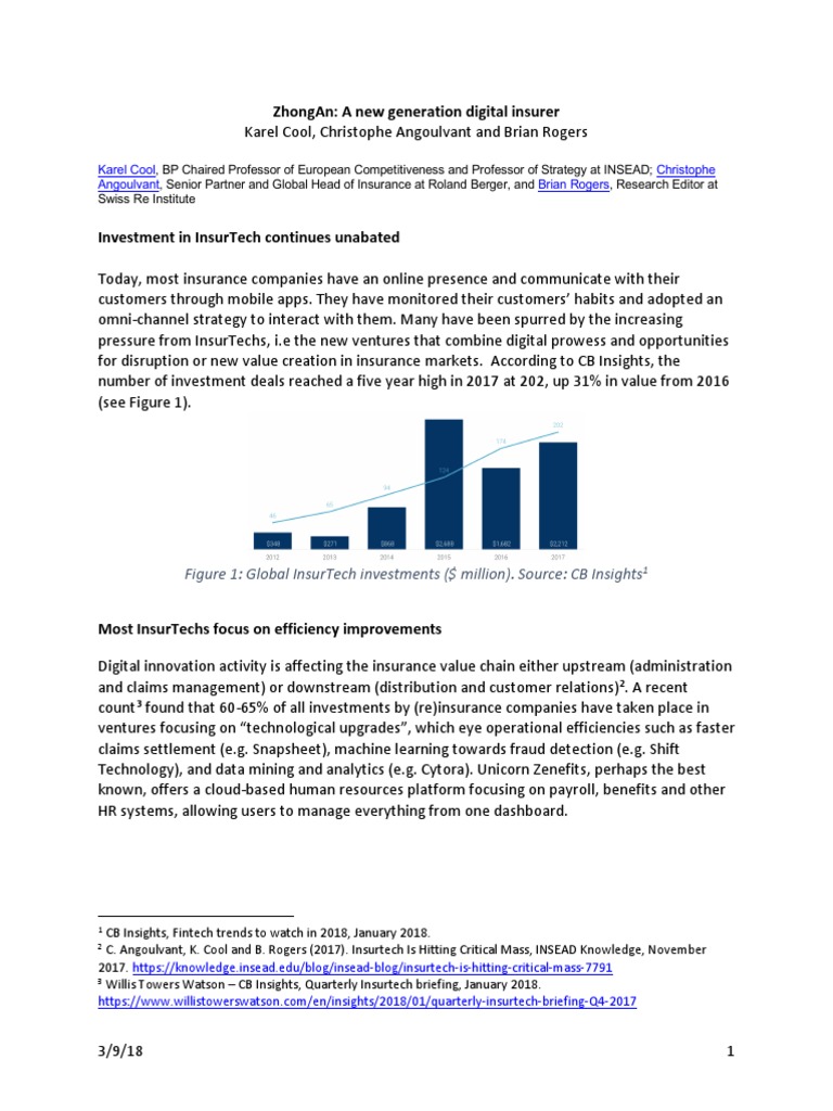 Zhongan A New Generation Digital Insurer Figure 1 Global Insurtech Investments ( Million