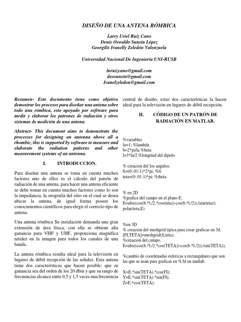 Antena Rómbica (Paper) | PDF | Antena (Radio) | Electromagnetismo