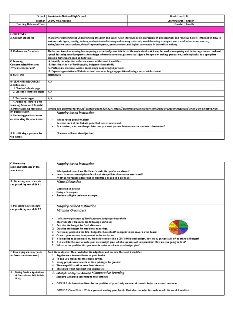 Teaching Adjectives in English Class | PDF | Part Of Speech | Grammar