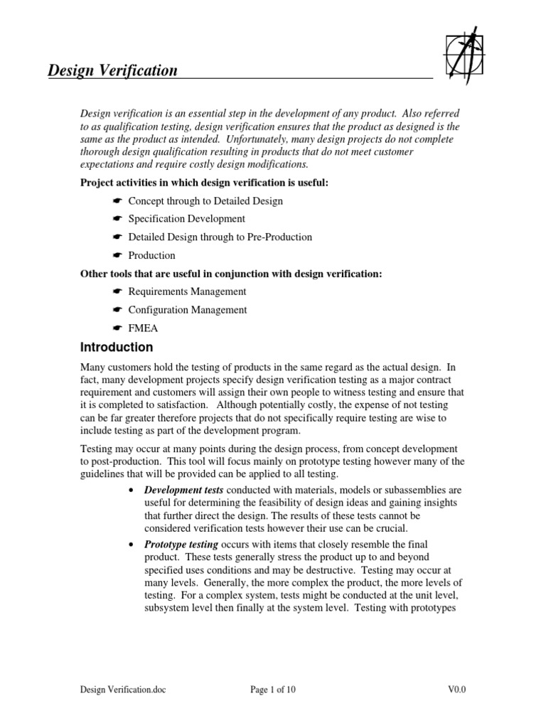 Design Verification: Project Activities in Which Design Verification Is ...