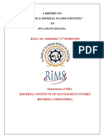 A Report On "Packaged & Mineral Water Industry": ROLL NO - 1806260017, 2 Semester