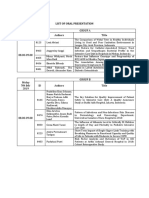 List Oral and Poster Presentation