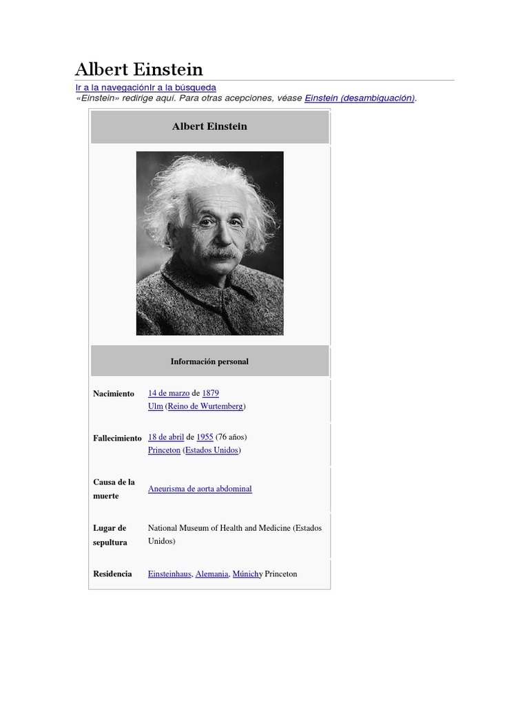 Biografía de Albert Einstein | PDF | Albert Einstein | Física, image size:768x1024