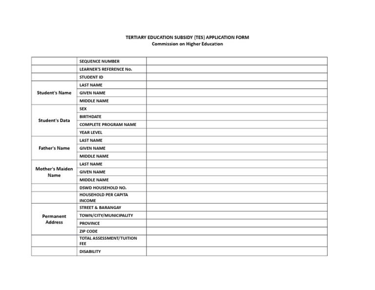 TES Application Form Overview | PDF