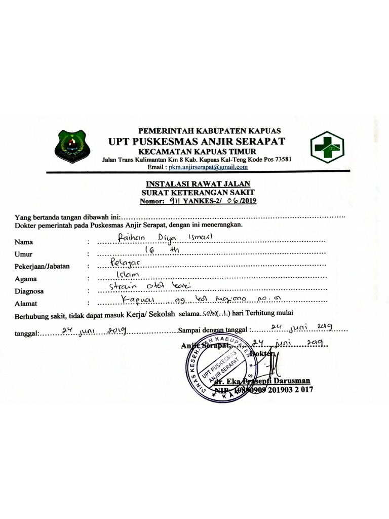 Surat Izin Sakit Raihan 