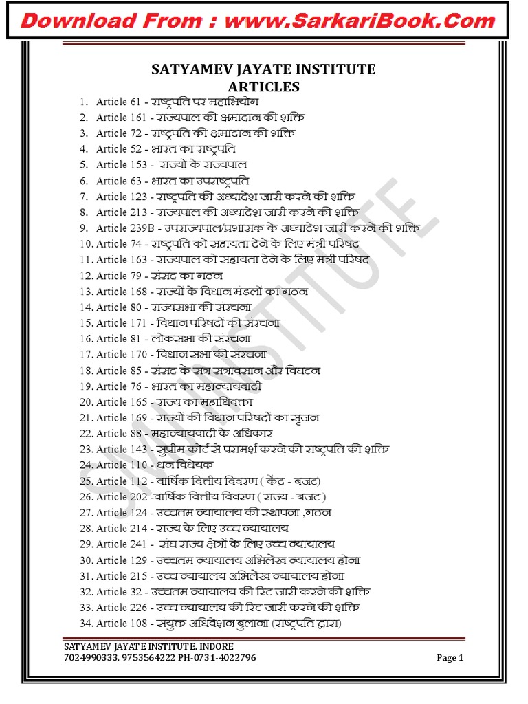 Download Class Notes On Indian Constitution Articles Pdf