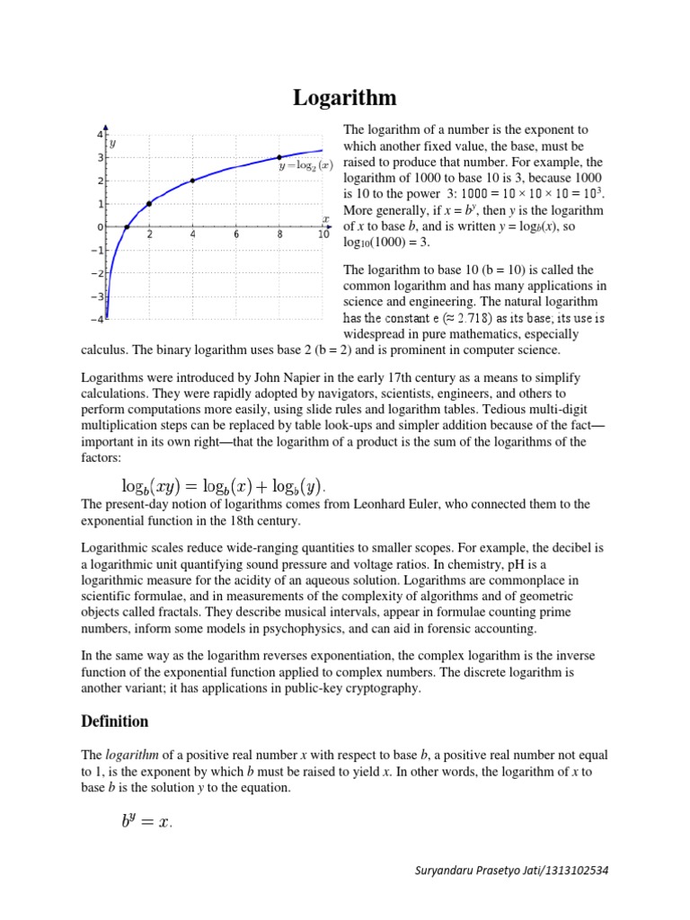 Logarithm Docx Logarithm Exponentiation