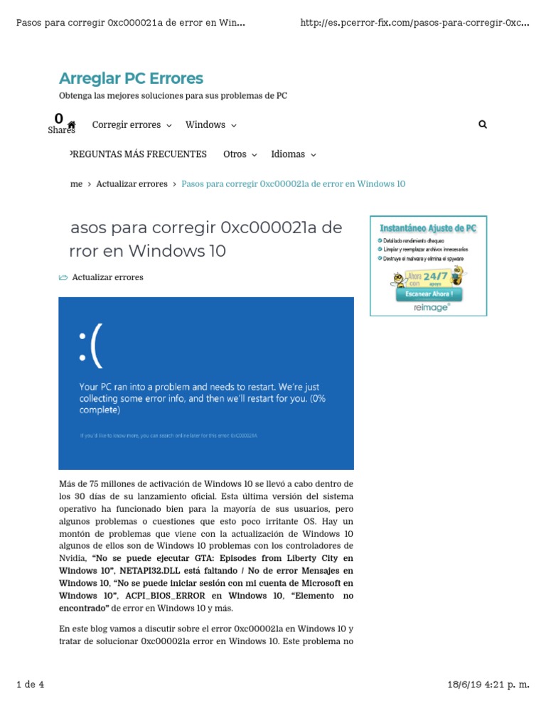 Rutina Error 0 XC 000021 A | PDF | Windows 10 | Windows 8.1