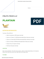 Plantain Nutrition Information & Storage Information
