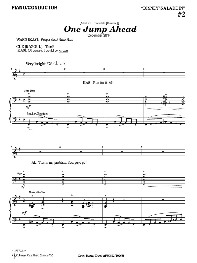 Aladdin 15 Piano Conductor One Jump Ahead Phonologie
