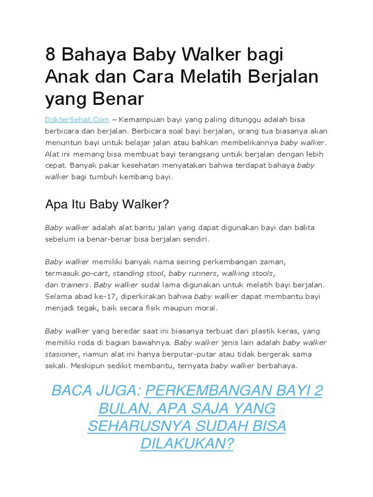 8 Bahaya Baby Walker Bagi Anak Dan Cara Melatih Berjalan Yang Benar