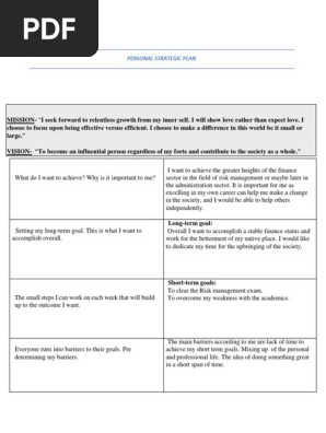 Personal Action Plan