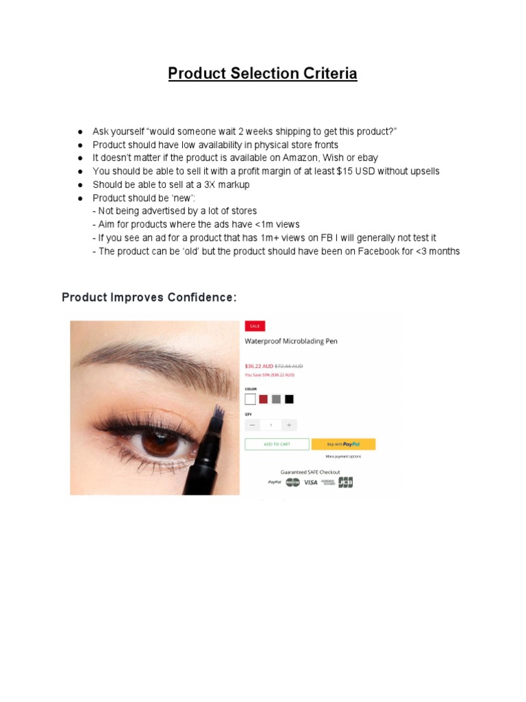 Product Selection Criteria PDF