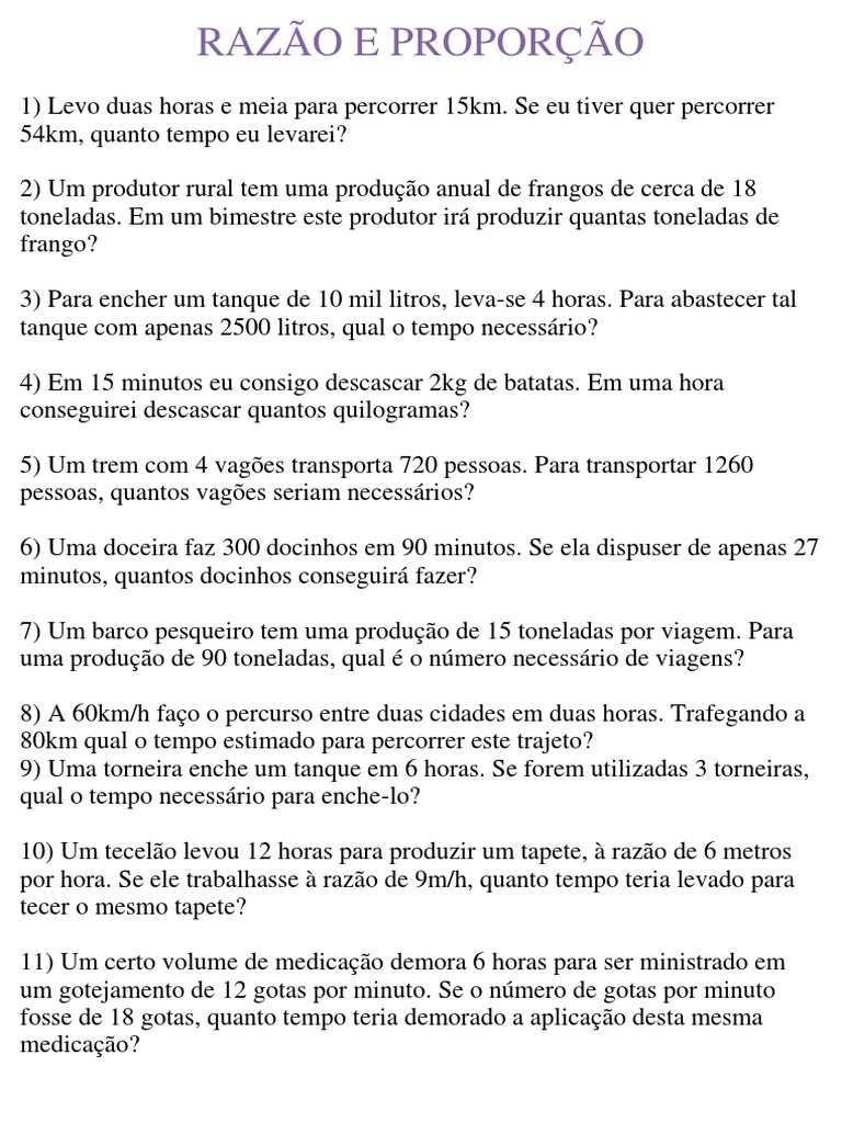 #15 Razão e Proporção Questões | PDF