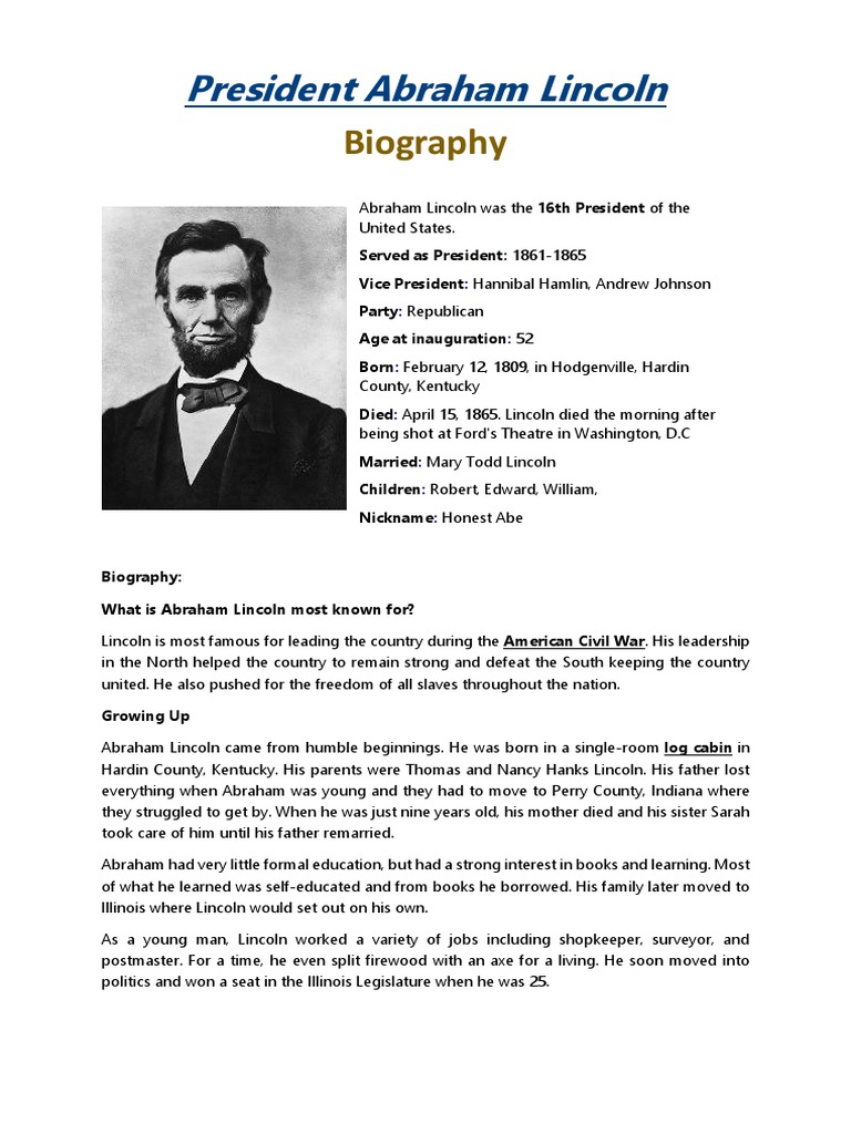 Реферат: Abraham Lincoln 6 Essay Research Paper Abraham