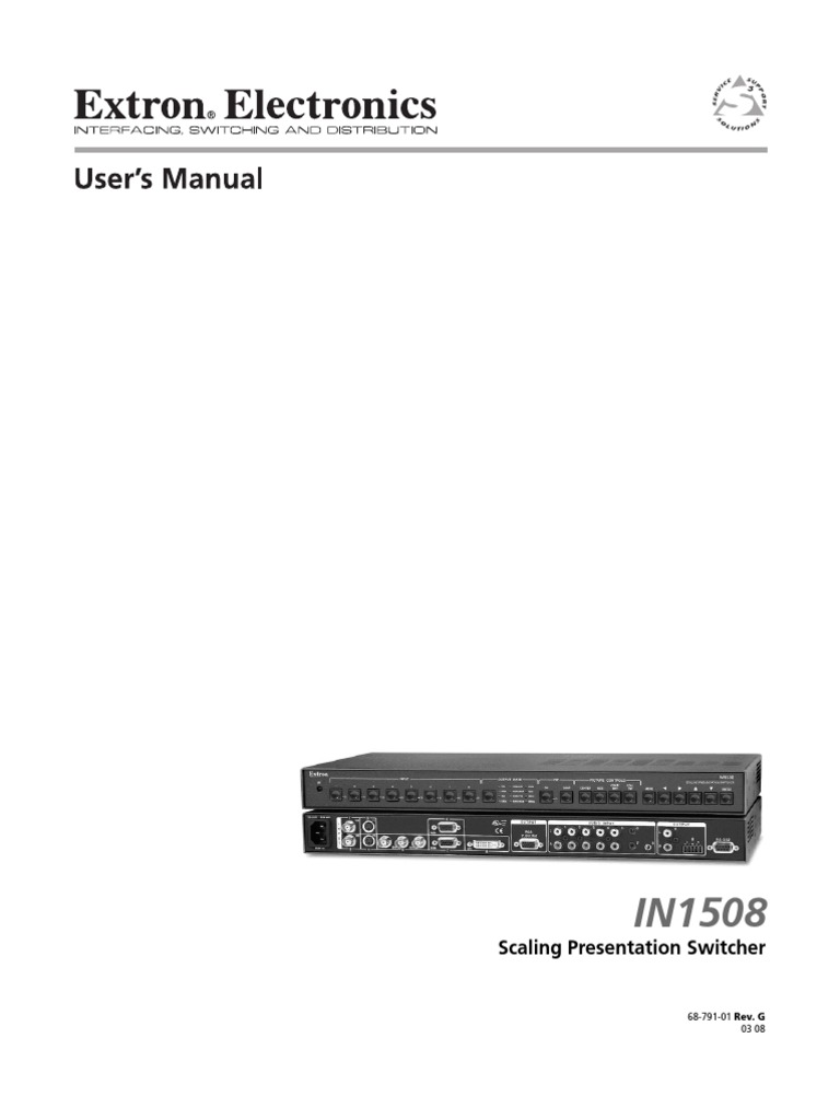 Up - Scaler Extron In1508 Manual | PDF | Display Resolution | Electronics