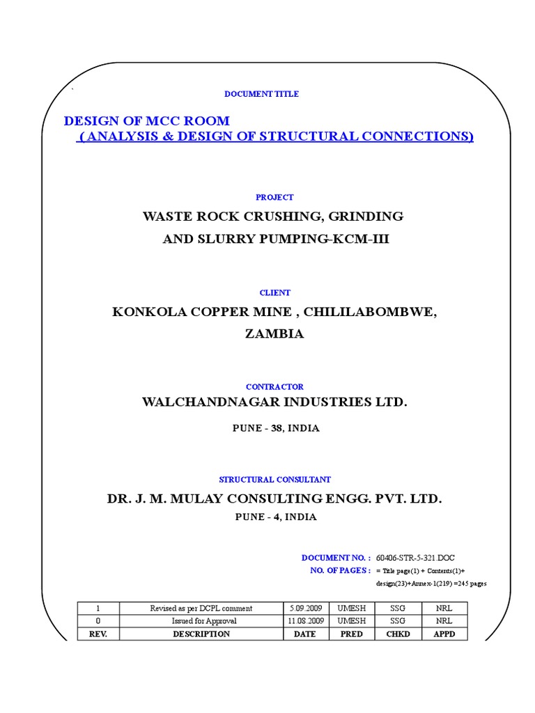 MCC Room Structural Design Analysis | PDF | Stairs | Bending