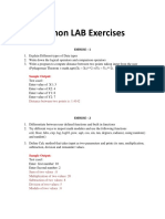 Python LAB Exercises: Sample Output