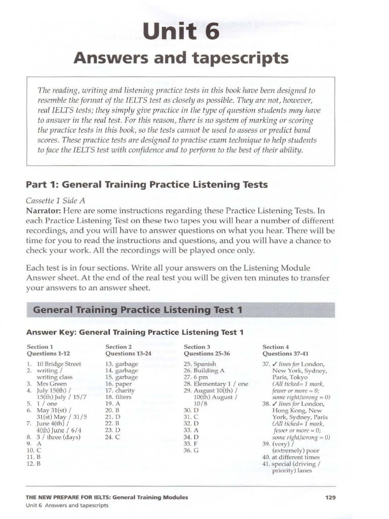 The New PREPARE For IELTS GENERAL Training Answer & Listening Scripts ...