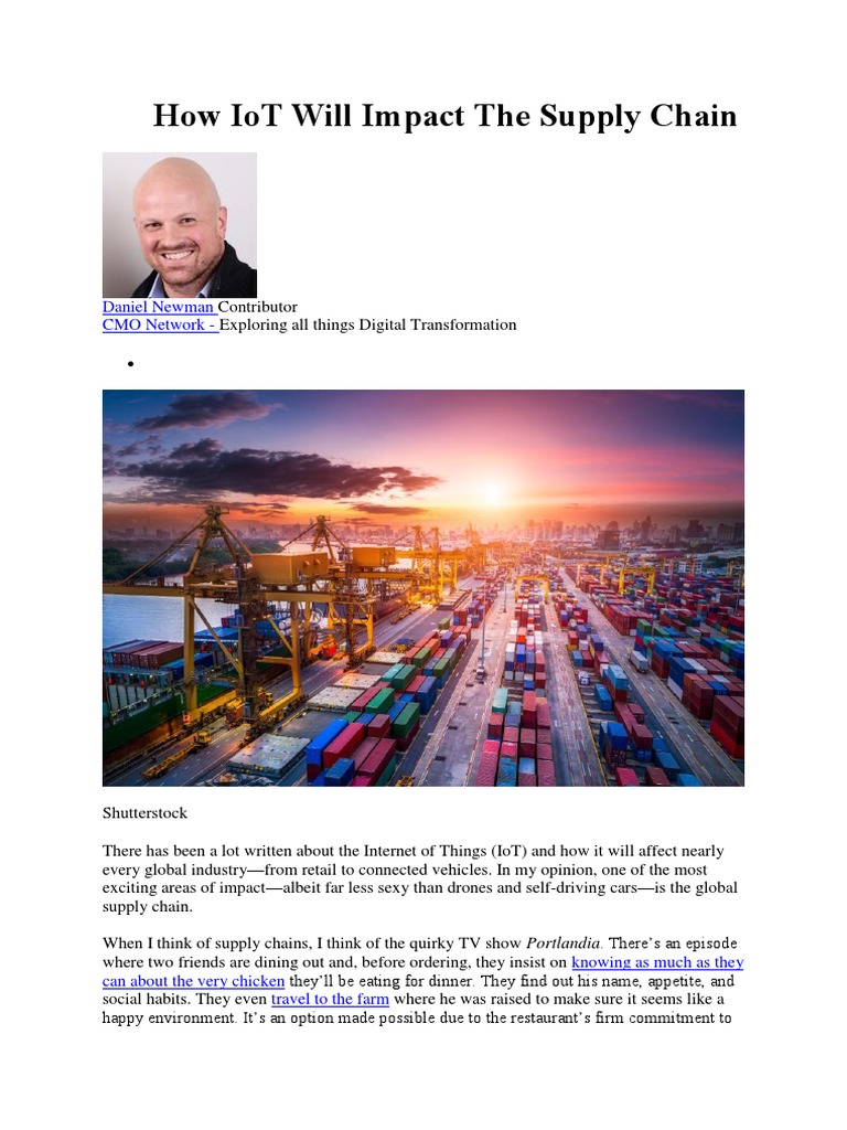 How IoT Will Impact The Supply Chain | PDF | Internet Of Things | Inventory