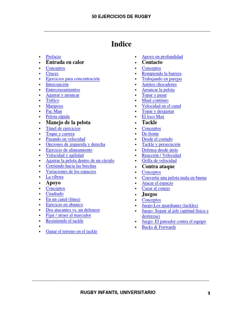 50 Ejercicios de Rugby Infantil | PDF | Fútbol rugby | Defensor ...