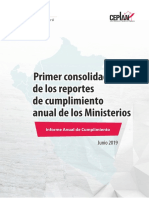 Primer Consolidado de Los Reportes de Cumplimiento Anual de Los Ministerios 2019.