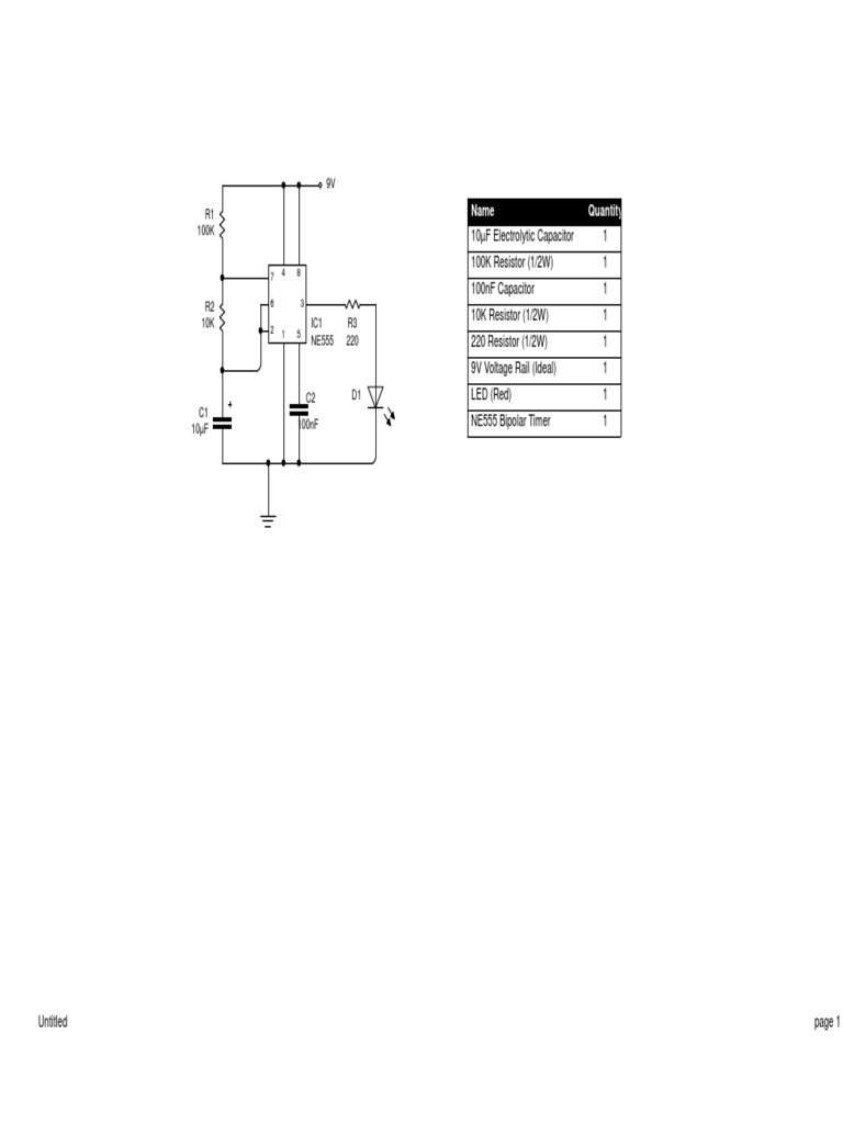 NE555 Timer Circuit Components | PDF | Technology & Engineering
