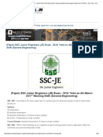 (Paper) SSC Junior Engineers (JE) Exam - 2016 "Held On 4th March 2017" Morning Shift (General Engineering)