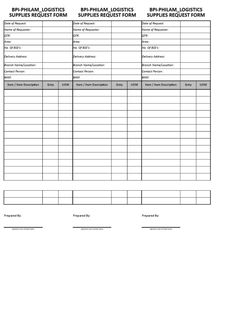 BPLAC - LOG Supplies Request Form | PDF