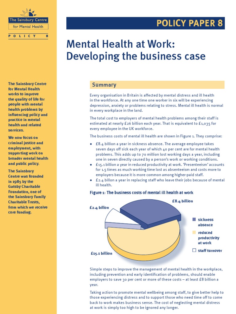 Mental Health at Work | PDF | Mental Disorder | Mental Health