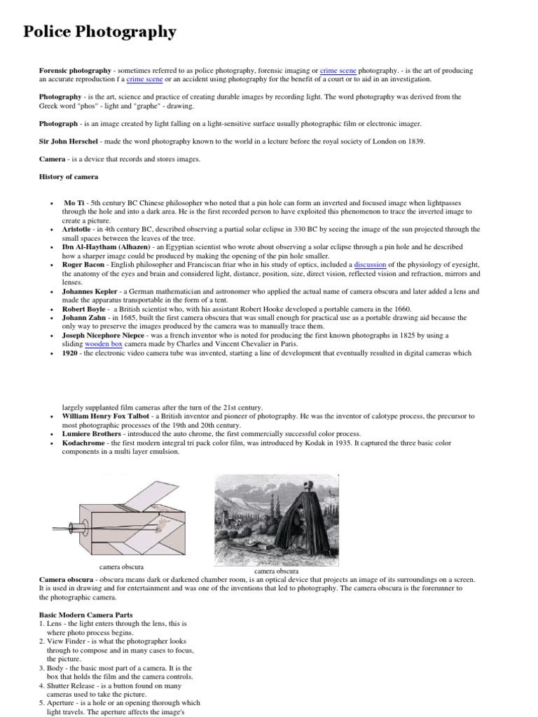 Police Photography PDF | PDF | Camera | Shutter (Photography)