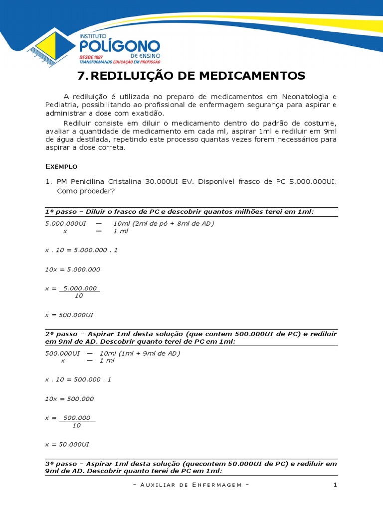 Rediluição de Medicamentos PDF | PDF | Bem-estar | Médico