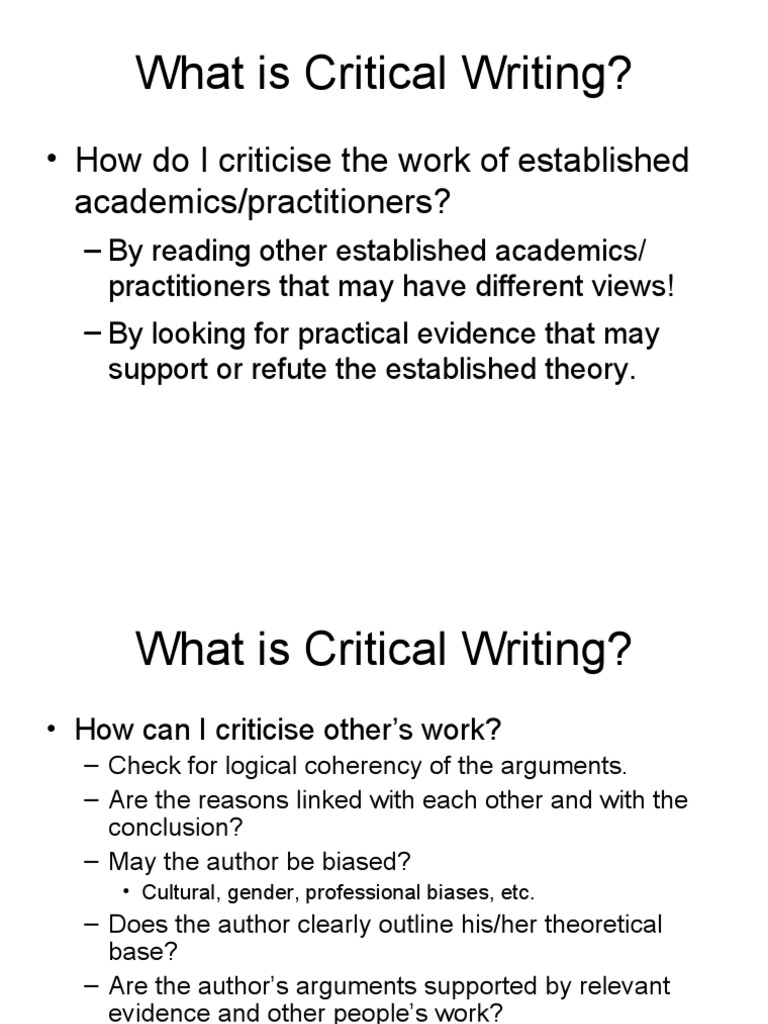 Understanding Critical Writing Techniques | PDF | Career & Growth ...